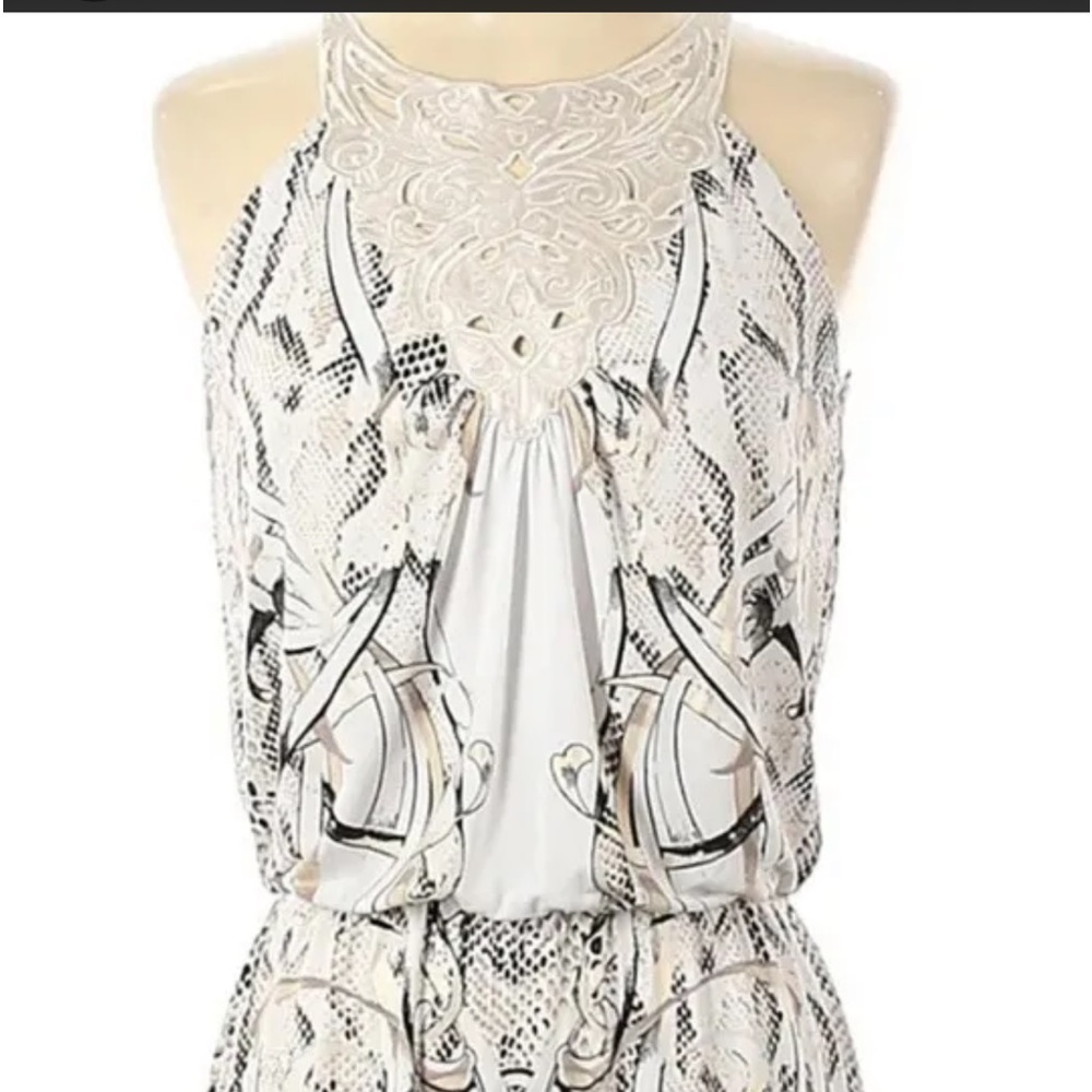 White House Black Market Snake Print Dress Lace Detail Size XS